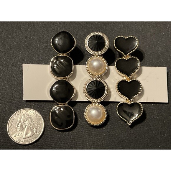 Contemporary Gold Tone/Black Alligator Hair Pins - Picture 3 of 4